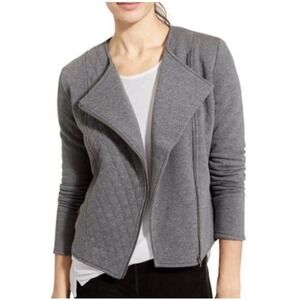 Athleta Gray Grey Belvedere Quilted Asymmetrical Moto Jacket Size M Chic‎ Cozy